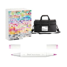 Bianyo 366 Colors Dual Tip Professional Alcohol Markers Set, Brush and Fine T...