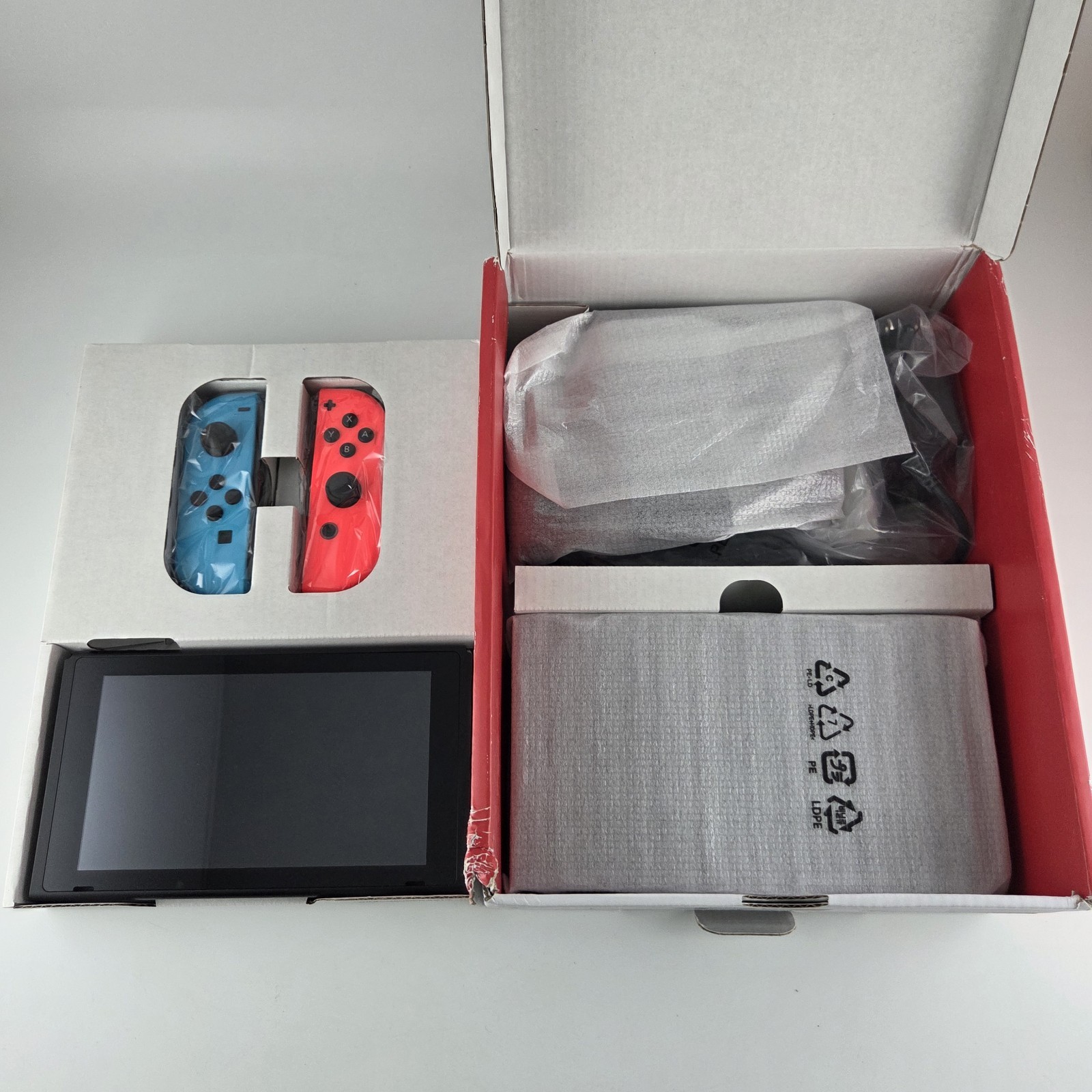 Nintendo Switch with Neon Blue Red Joy-Con (HAC-001-01) Open Box Excellent