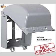 Weatherproof Electrical Box Cover Quick-Fit Outdoor Die Cast Metal Double Gray