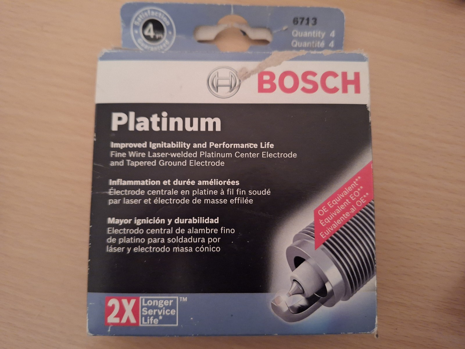 Four BARELY USED Bosch 6713 Platinum Spark Plugs