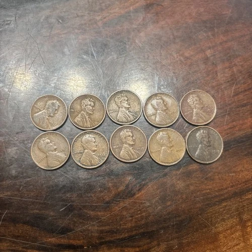10 Wheat Penny Lot 1911-1919 VF