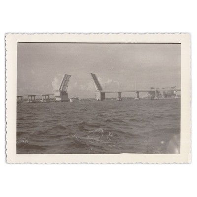 Photograph of an Unknown Florida Drawbridge - 1940s Coastal Waterway Crossing