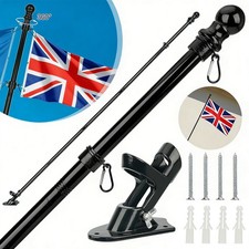 6FT Flag Pole Kit Wall Mounted Flagpole with Mounting Bracket Flagpole Garden