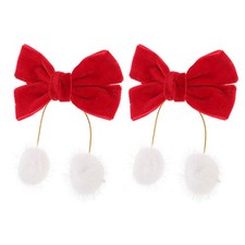 2 Pcs Chinese Festival Hair Bow Clips Hand-made Bows Girls Bowknot