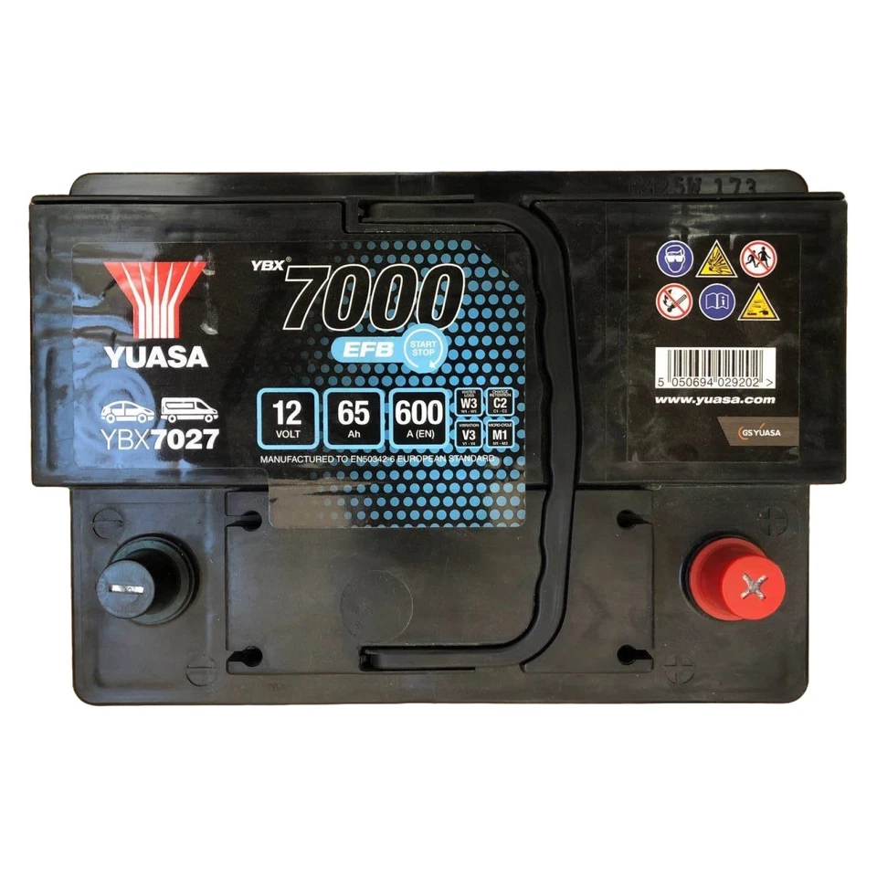 EFB Car Battery 65Ah Yuasa YBX7027 12V 600A Start-Stop Starter Battery YBX7000 - Image 2 of 3