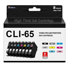   NEW Canon Ink Cartridges  CLI-65 Pixma  Black / Color  With Chips  8-Pack