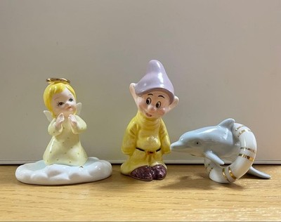 Kato Kogei Disney Pottery Figurine Set 3 Pcs Angels Dolphin Used