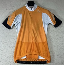 Gore Bike Wear Cycling Jersey Short Sleeve 3/4 Zip Athletic Orange Black White L