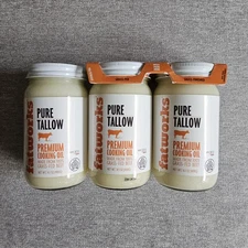 Fatworks Grass-Finished Pure Beef Tallow Cooking Oil (3-Pack)