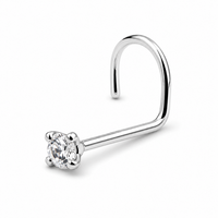 Nasenstecker Klar Cz 1,8Mm Krallen Set 22G (0,6Mm) 925 Sterling Silber...
