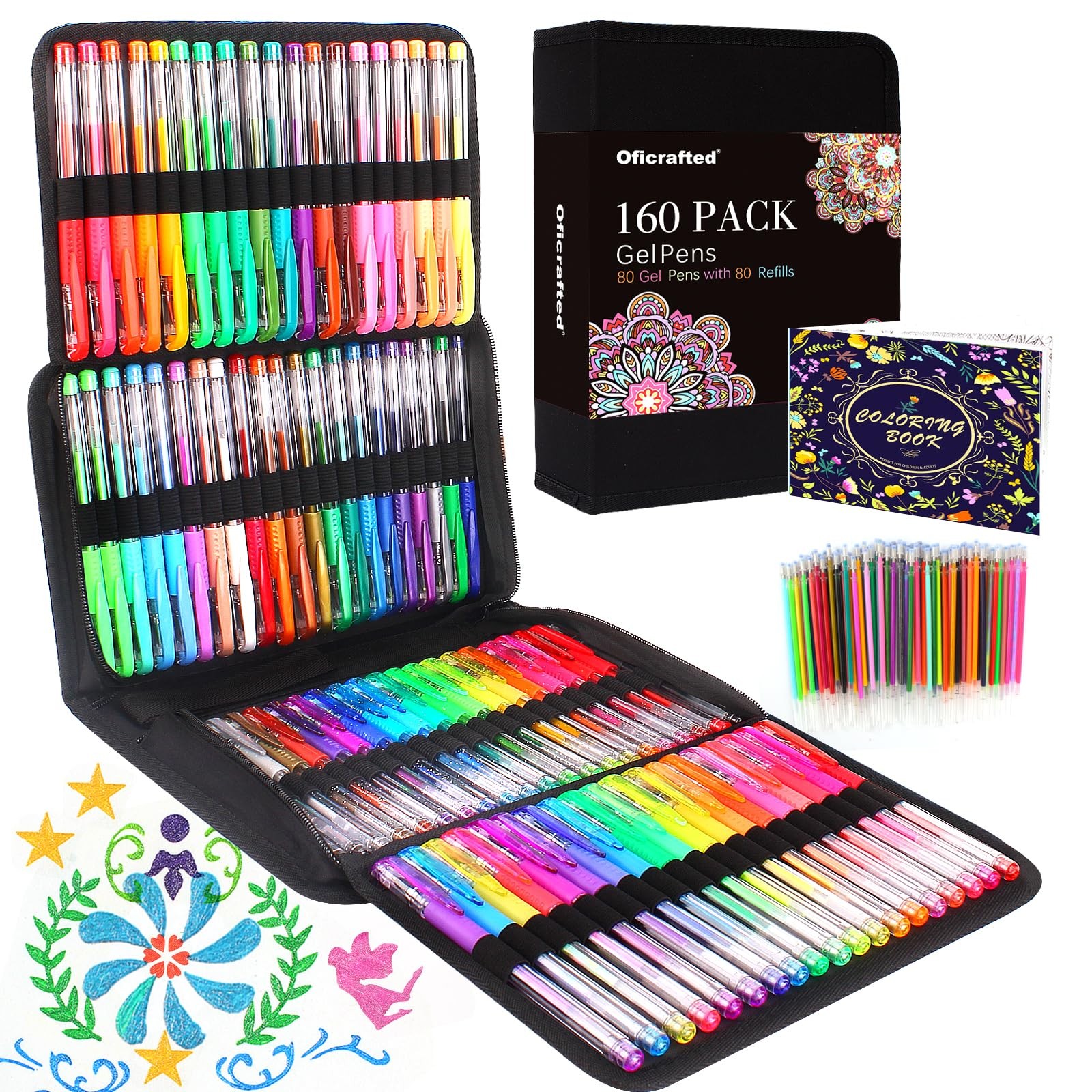 160 Pack Gel Pens for Adult Coloring Book, 80 Colors Gel Pen