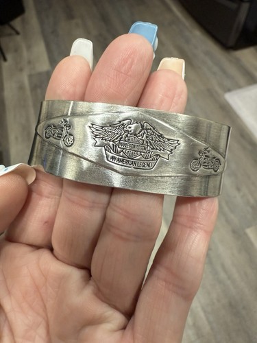 Vintage Harley Davidson 925 Sterling Silver Mexico Cuff Bracelet 32 Grams