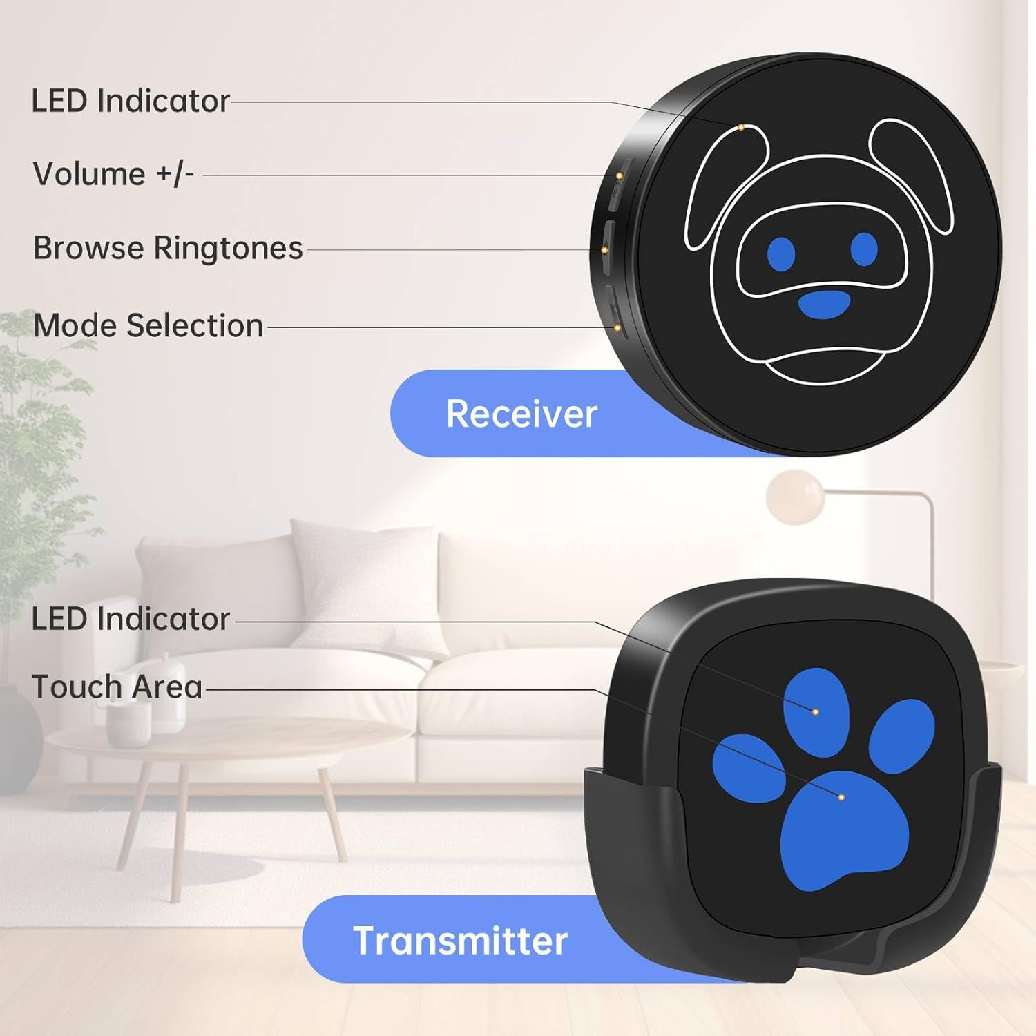 Dog Door Bell for Potty Training, Wireless Dog Doorbell Ring to Go Outside, I...