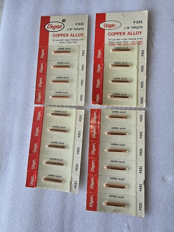 2 VINTAGE UNGAR HEATING UNIT TIPLETS COPPER ALLOY #333 NEW ON CARD