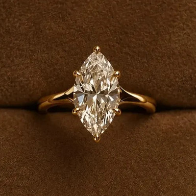2.00Ct Marquise-Cut VS1 Lab Grown Diamond Solitaire Wedding Ring 14K Yellow Gold
