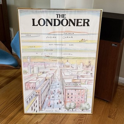 The Londoner Poster Vintage Framed Print, Saul Steinberg New Yorker Style 1980s