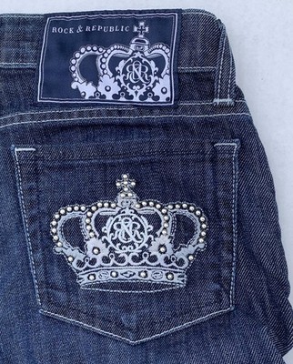 Rock & Republic Kasandra Boot Cut Studded Crown Stretch Denim Jeans Size 24 x 32
