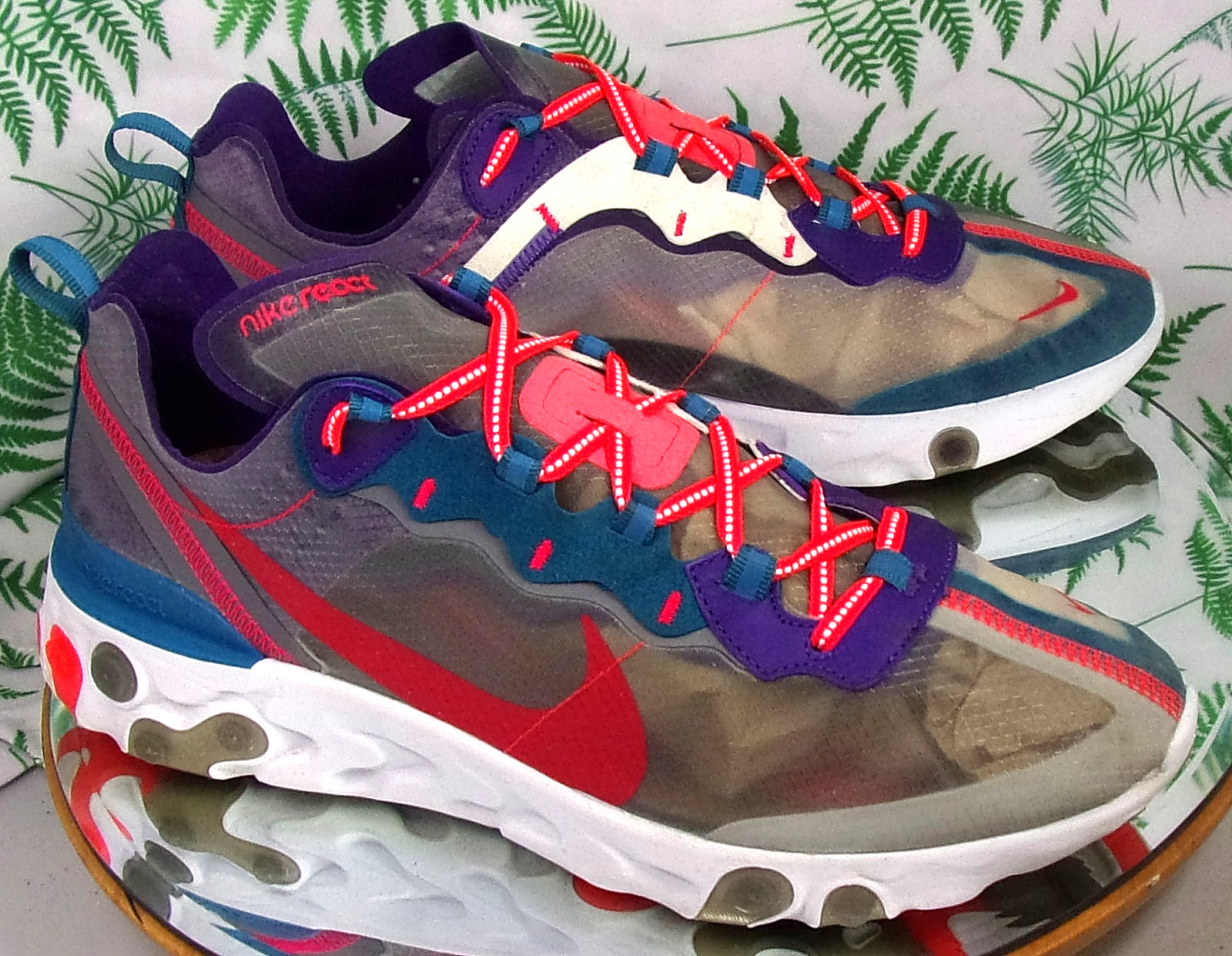 NIKE REACT ELEMENT 87 RED ORBIT MESH SNEAKERS RUNNING ATHLET