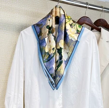 100% Silk Mulberry Neckerchief Scarf 68X68cm Women circle Print Small  Wrap new