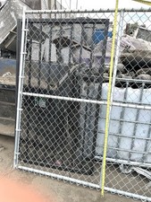 8x6 Ft Galvanized Chain Link Driveway Swing Gate w Hinges INV-GATE004