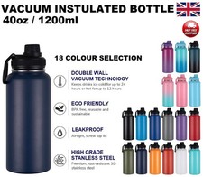 1.2L Water Flask Bottle Stainless Steel Double Wall Vacuum Insulated Thermal
