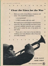 Magazine Ad - 1942 - AT&T / Bell System - Clear The Lines- World War II