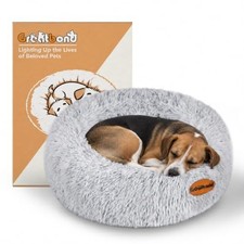 Calming Dog Bed Medium Size Dog Donut Washable Pet Bed,31.5'' Grey M