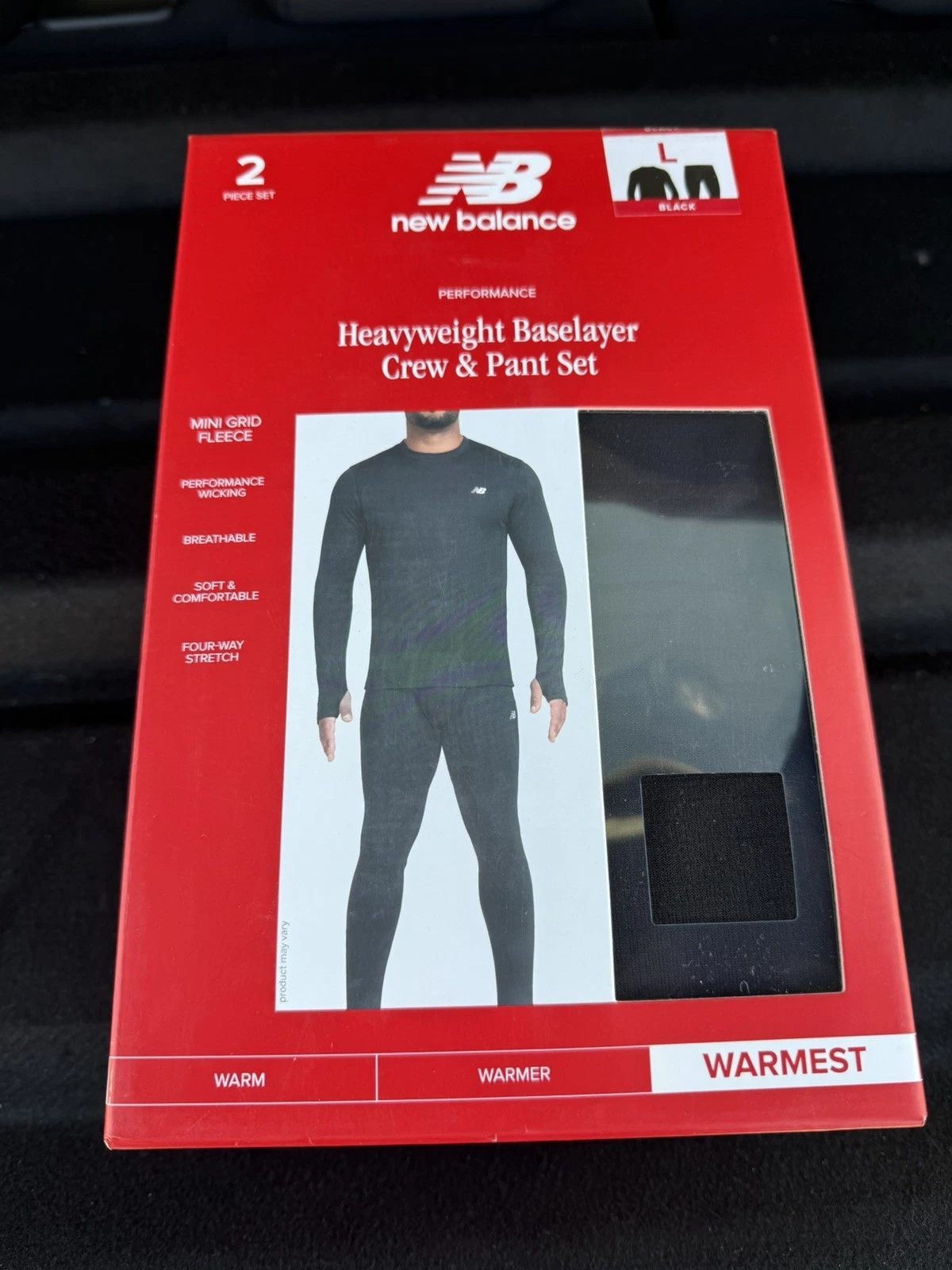 New Balance Mens Base Layer Set Long Sleeve Top Long Bottoms - L/Large - Black