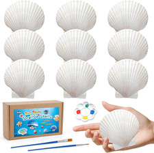 10 PCS Scallop Shells, Seashells for Crafts, 4''-5'' White Sea Shells for Crafti