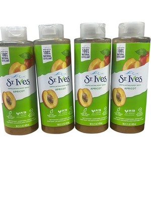 4 x  ST. IVES (16 Oz.) Bottle  APRICOT  Exfoliating BODY WASH  100% Natural.