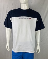 Adam Hill Australia Blue White Short Sleeve Crewneck T Shirts, A Grade, Mens 2XL