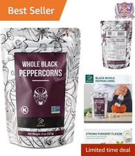 Black Peppercorns 8oz Non-GMO Kosher Whole Pepper for Grinder Refill Fresh