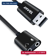 USB to 3.5mm Audio Adapter,Aux to USB Stereo Sound Card with Dual TRS 3-Pole 3.5