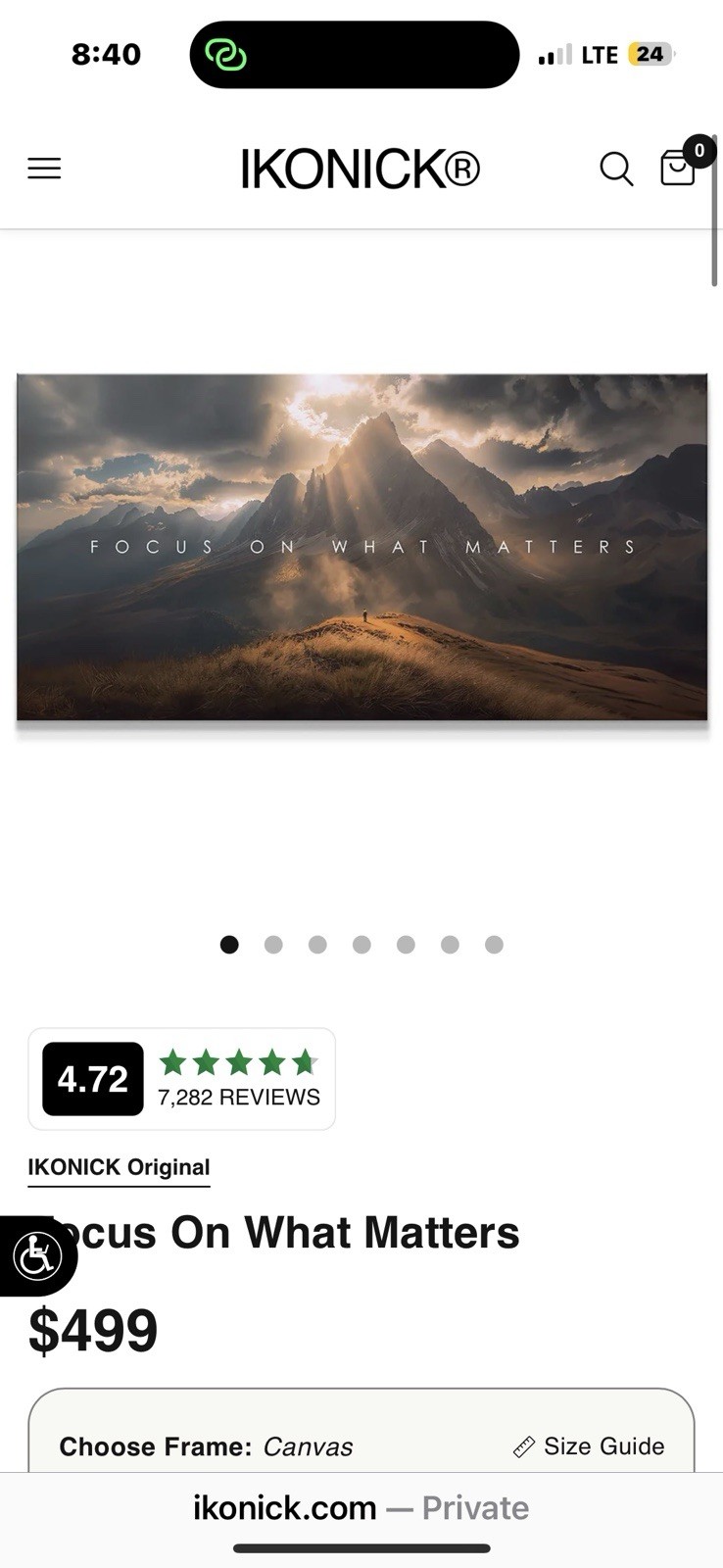 IKONICK Focus On What Matters Canvas Wall Art (NEW) Ready to Hang Home Decor Art