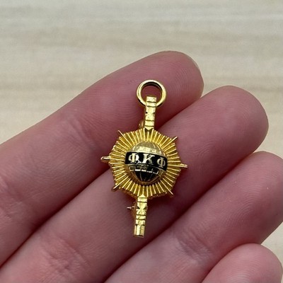 Vintage Phi Kappa Phi Fraternity Honor Society Key Pin Gold Tone Brooch 1 