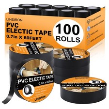 LINSIRON 100 Pack Black Electrical Tape Waterproof, 3/4In x 60Ft, Bulk Pvc Hi...