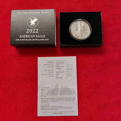2022-W American Eagle Silver Uncirculated 1 oz. Box & COA  - Type 2