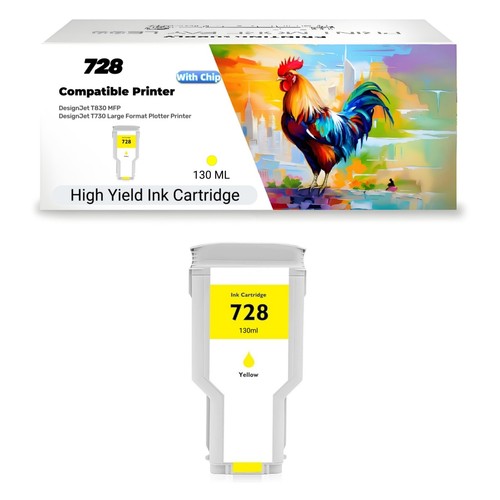 728 Ink Cartridges (300ml BK/ 130ml CMY ) Compatible with HP 728 T830 MFP T730 - Picture 8 of 9