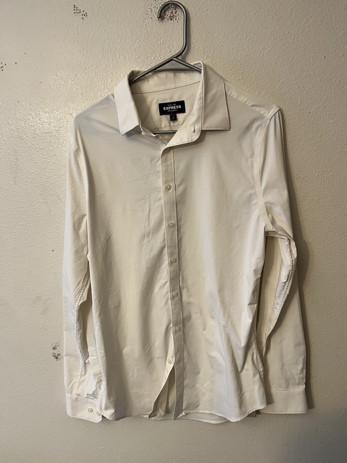 Express Men Button Down Shirt Solid Nylon White S… - image 1