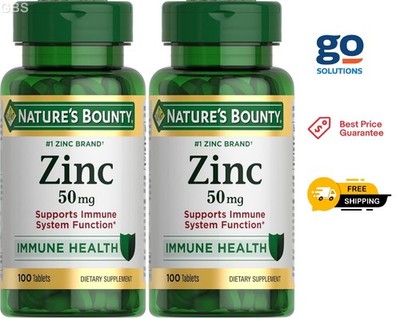 Nature's Bounty Zinc 50mg Caplets 100 Count (Pack of 2) Immune System Support