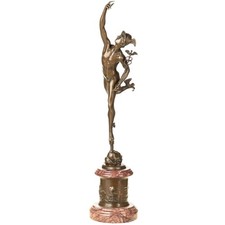 Bronze Skulptur Hermes mythologie auf Marmor sockel nach Giovann Bologna