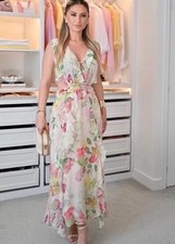 Zara Floral Sleeveless Cut Out Midi Dress Size L Ref 3468/317 NEW