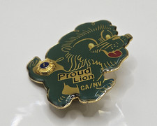 Lions Club Pin Proud Lion CA NV Metal Enamel Green Gold 2.5