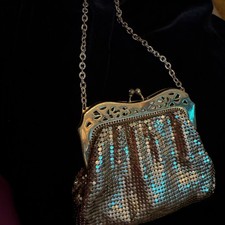 Vintage Whiting  Davis Vintage Art Deco Gold Mesh Evening Bag Purse 2898