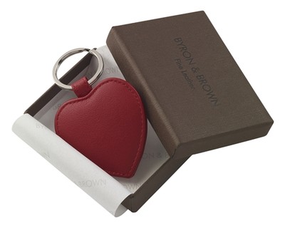 Love Heart Leather Key Ring Gift Box by Byron Brown Various