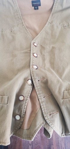 Vintage Structure 100% Cotton Tailored Vest Size Large Camel Color - Picture 3 of 6