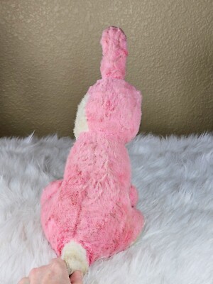 Vintage 1960s Pink Easter Bunny Rabbit Plush Pink Eyes