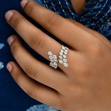 2.11 CT Naturale H / Si Pera Diamante Polsino Anello 18k Oro Bianco San Regalo