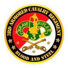 3rd Armored Cavalry Regiment Blood and Steel Bumper Sticker Military Decal 5"