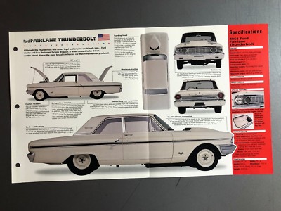 芙蓉ページ 1964 Ford Fairlane Thunderbolt Poster, Spec Sheet, Folder